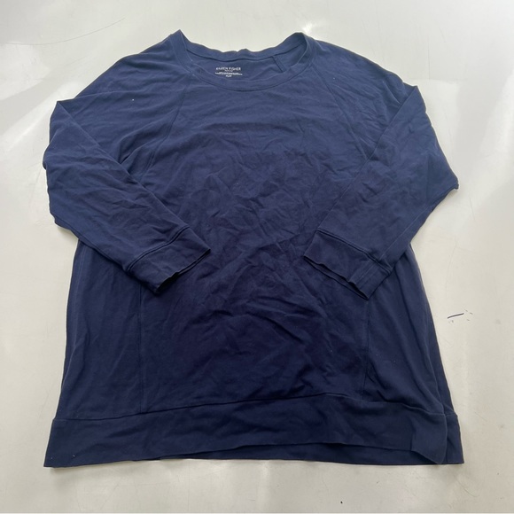 Eileen Fisher women’s petite navy blue ling sleeve shirt PS L107-7 - Picture 2 of 6